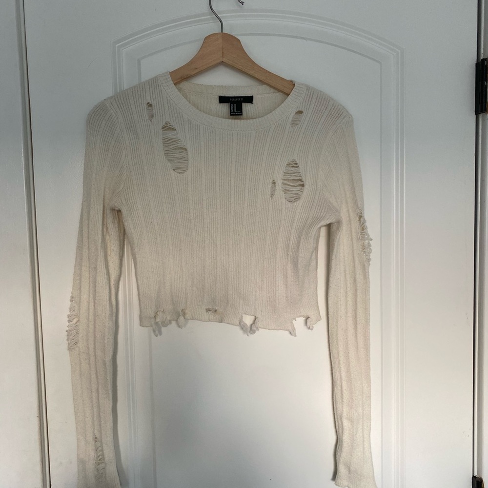 Off White distressed cropped sweater